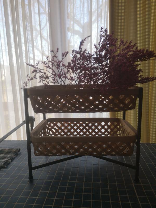 Support avec paniers Curbigny et Bambou et fer laqué noir