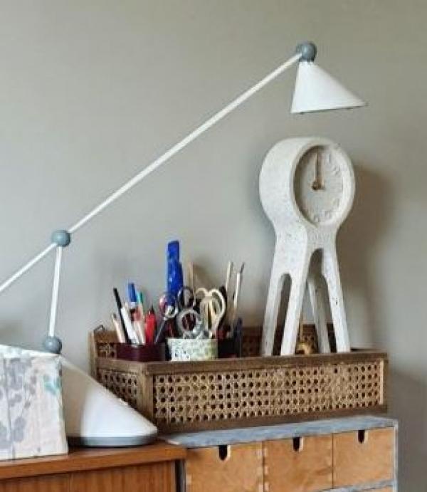 Horloge à balancier Time terrazzo blanche