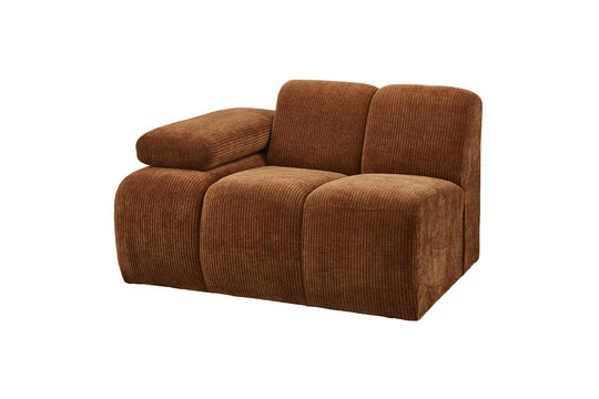 1-Seater Modular Sofa Element Left Arm Rib Fabric Rust Brown Mojo