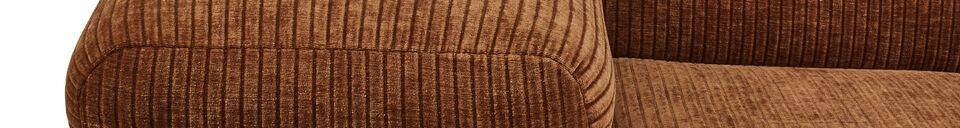 Material Details 1-Seater Modular Sofa Element Left Arm Rib Fabric Rust Brown Mojo