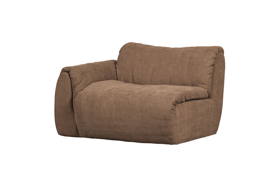 1-Seater Sofa Element Left Arm Woven Chenille Brown BAGGY Woood