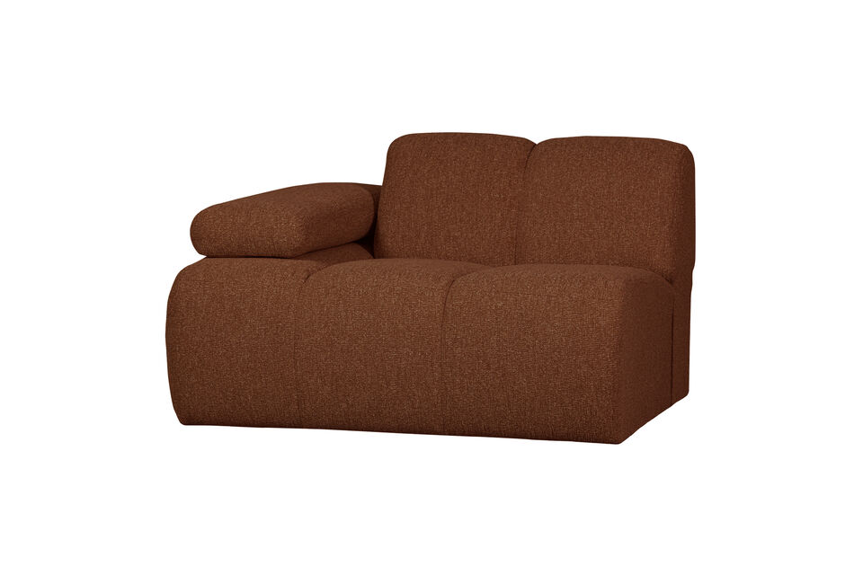 1-Seater Sofa Element Left Armrest Bouclé Rust Brown MOJO Woood