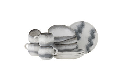 12-piece stoneware breakfast set in grey Paula
