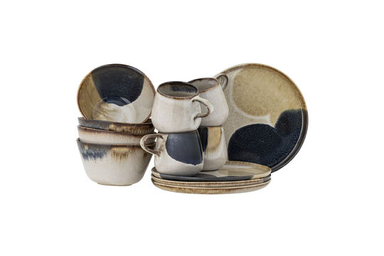 12-teiliges Frühstücksset aus blauem Steingut Jules ohne jede Grenze