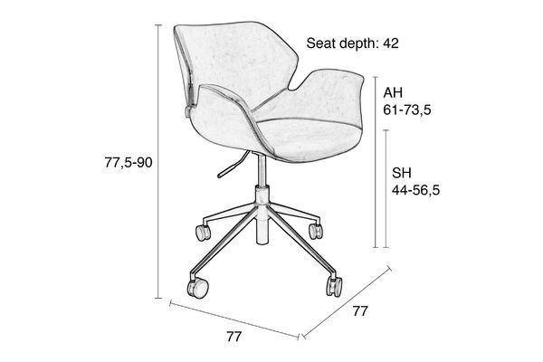 Chaise de bureau Nikki All Brown Zuiver  78cm  Maison en Vogue