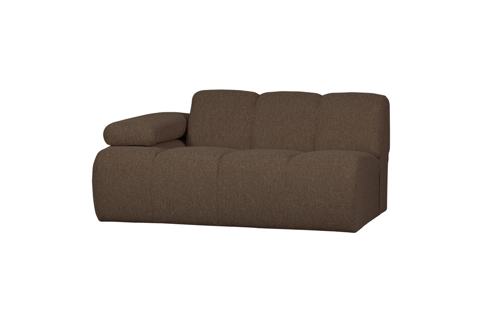 1,5-Sitzer Sofa-Element Armlehne links Bouclé Braun Melange MOJO Woood