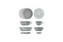 Miniature 16-Piece Stoneware Brunch Kit Grey and Blue Rustic Clipped
