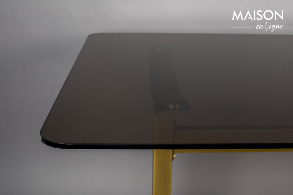 180x90 cm glass and gold metal dining table Sansa - 3