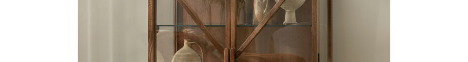 Material Details 2-Door Display Cabinet Mango Wood Brown KELLA
