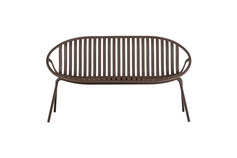 The combination of playful and sleek design ensures that this bench fits various garden styles