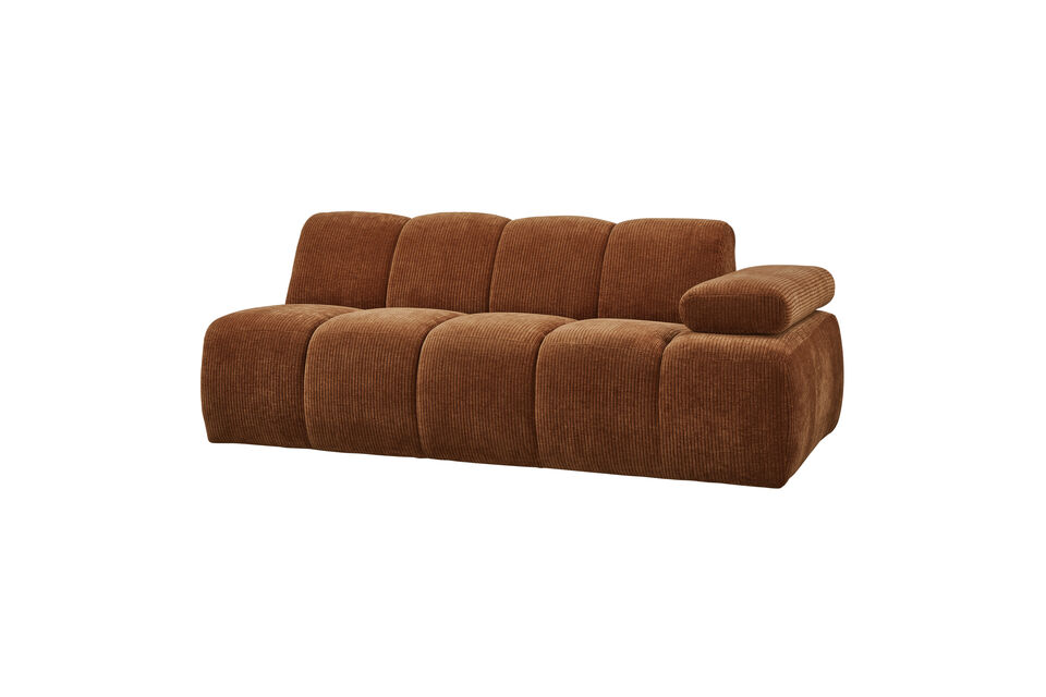 2-Sitzer Sofa-Element Armlehne rechts Rippstoff rostbraun MOJO Woood