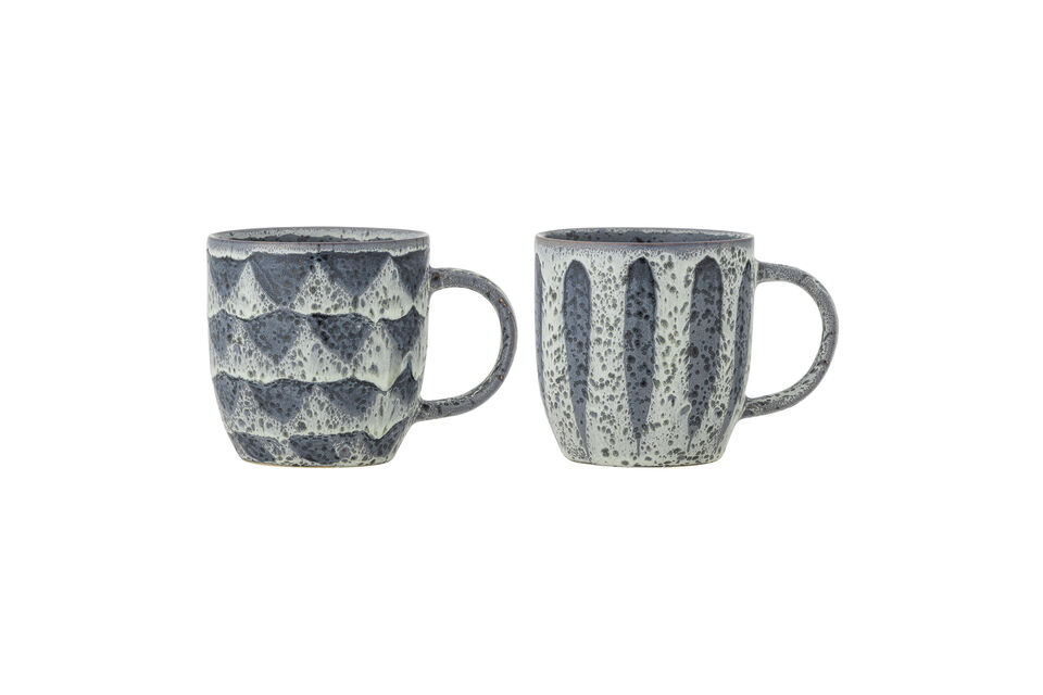 2er-Set Becher aus grauem Steingut Ramie Marken