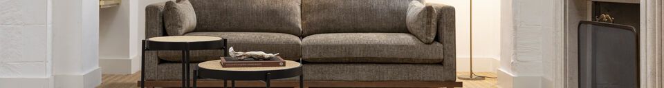 Material Details 3-seater brown fabric sofa Blossom