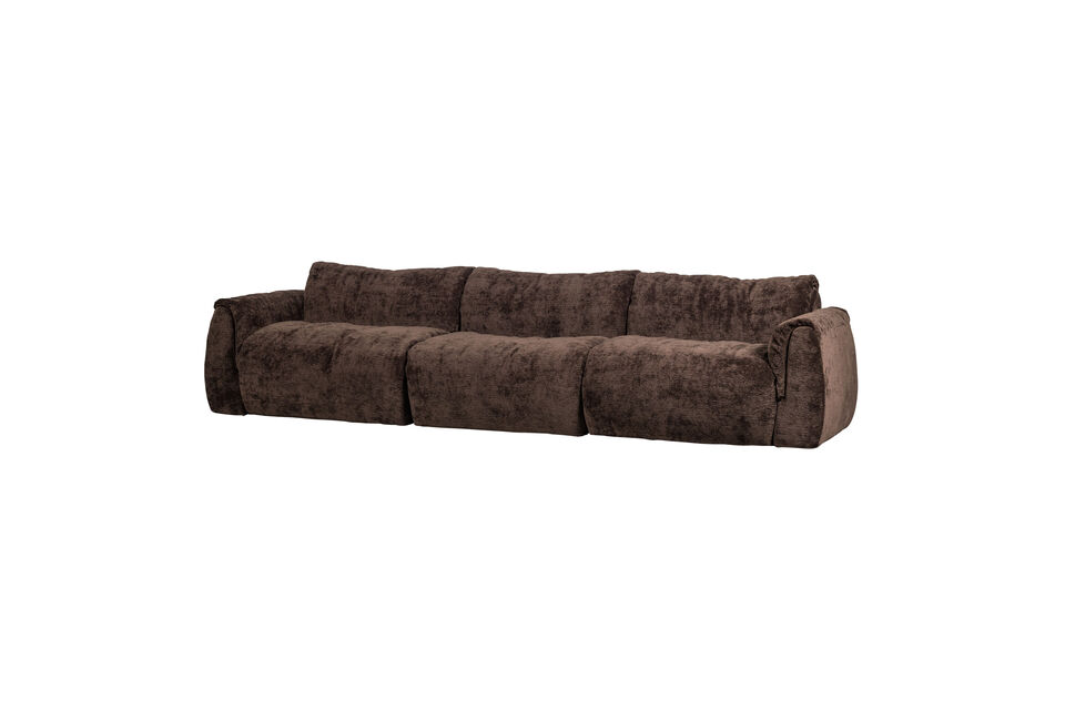 3-Seater Sofa 3D Chenille Dark Brown BAGGY Woood