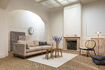 Miniature 3-seater sofa in beige fabric Blossom 3