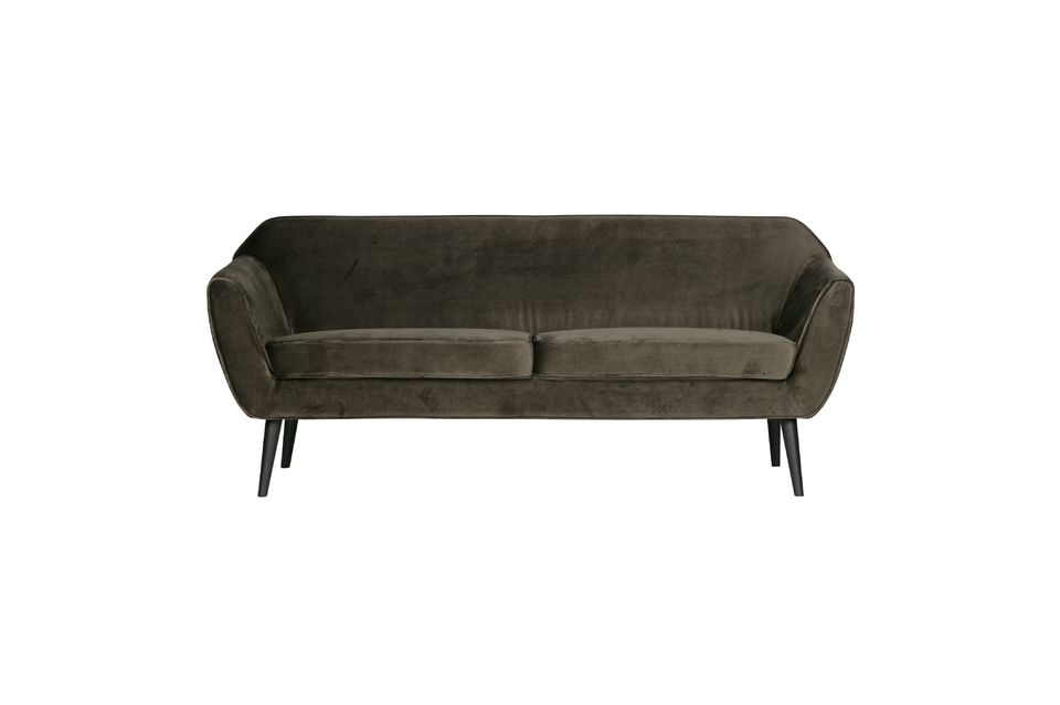 3-seater sofa in khaki velvet Rocco Woood