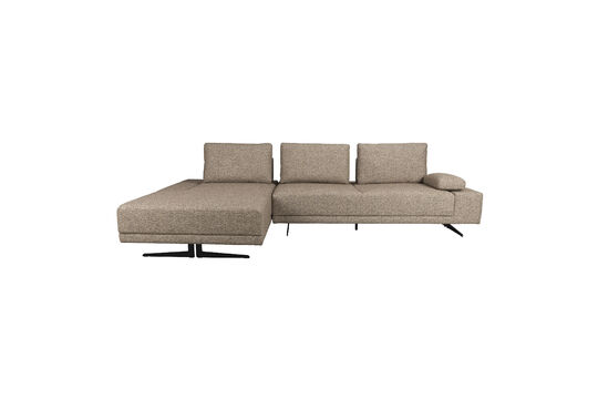 3-seater sofa with left chaise longue in brown polyester Shelly Clipped