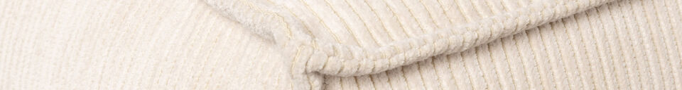 Materialbeschreibung 3-Sitzer Ecksofa rechts aus beigem Stoff Fat Freddy Rib