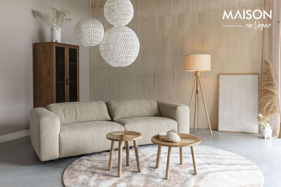 Entdecken Sie Komfort und Eleganz neu mit dem 3-Sitzer-Sofa aus beigem Stoff Wings