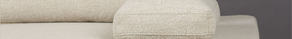 Materialbeschreibung 3-Sitzer-Sofa mit Longchair links aus cremeweißem Polyester Shelly