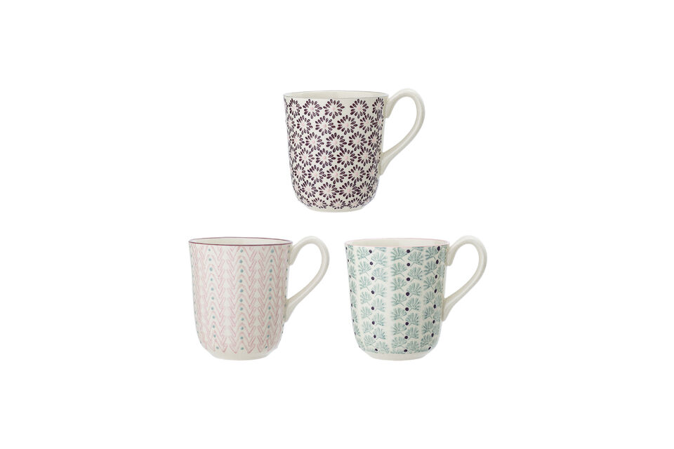3er-Set Becher aus mehrfarbigem Steingut Maya Bloomingville