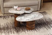 Miniaturansicht 3er-Set Beistelltische aus Marmor und braunem Holz Suki 9