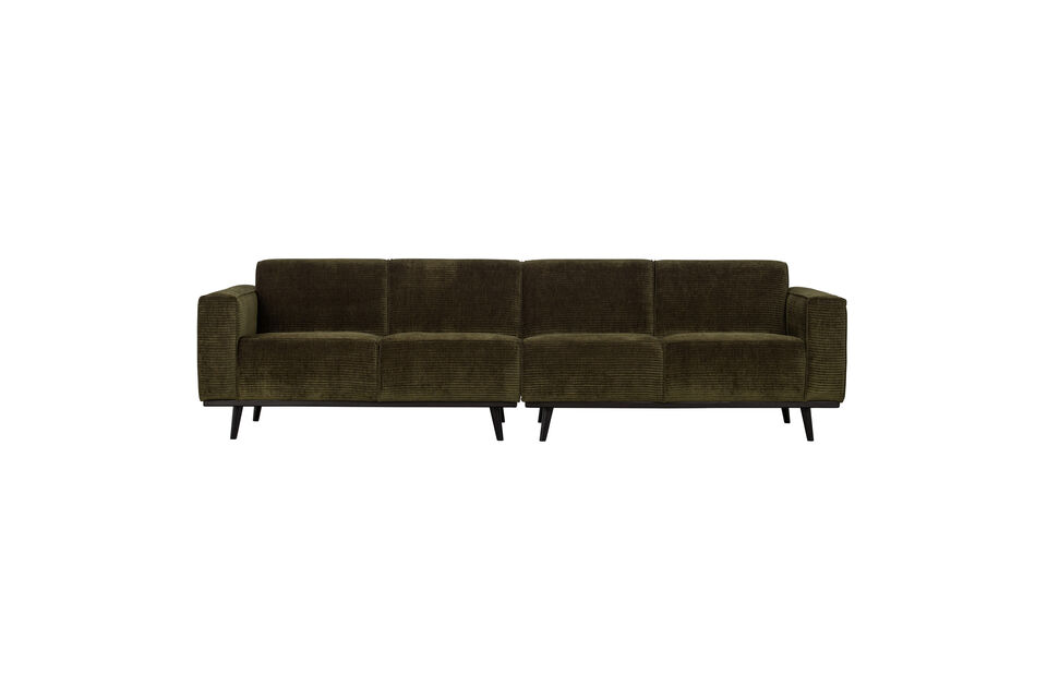 4-seater sofa 280 cm rib fabric warm green STATEMENT Woood