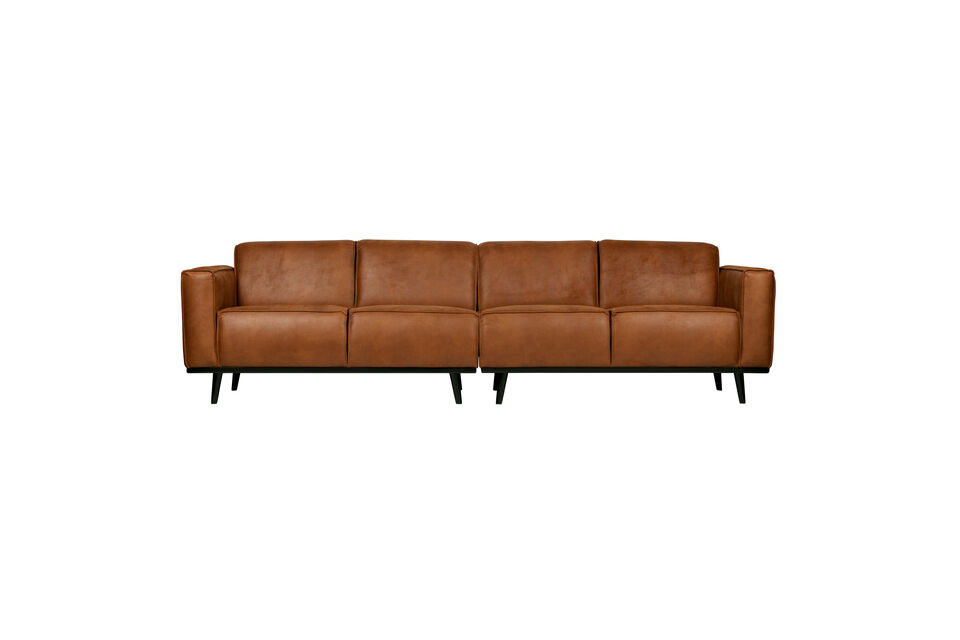 4-Sitzer Sofa 280 cm Eco-Leder Cognac STATEMENT Woood
