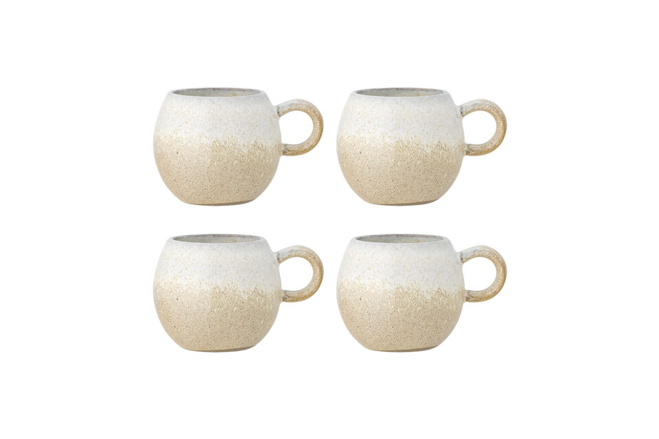 4er-Set Tassen aus Steingut Natur Paula Bloomingville