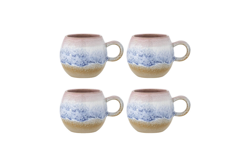 4er-Set Tassen aus Steingut rosa Paula Bloomingville