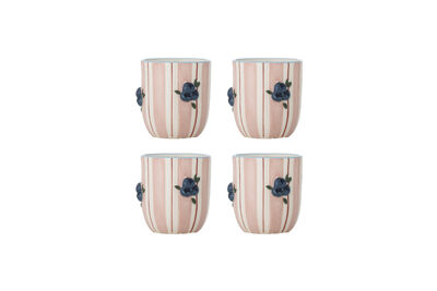 4er-Set Tassen D8xH9 cm aus Steingut in Rosa Carry