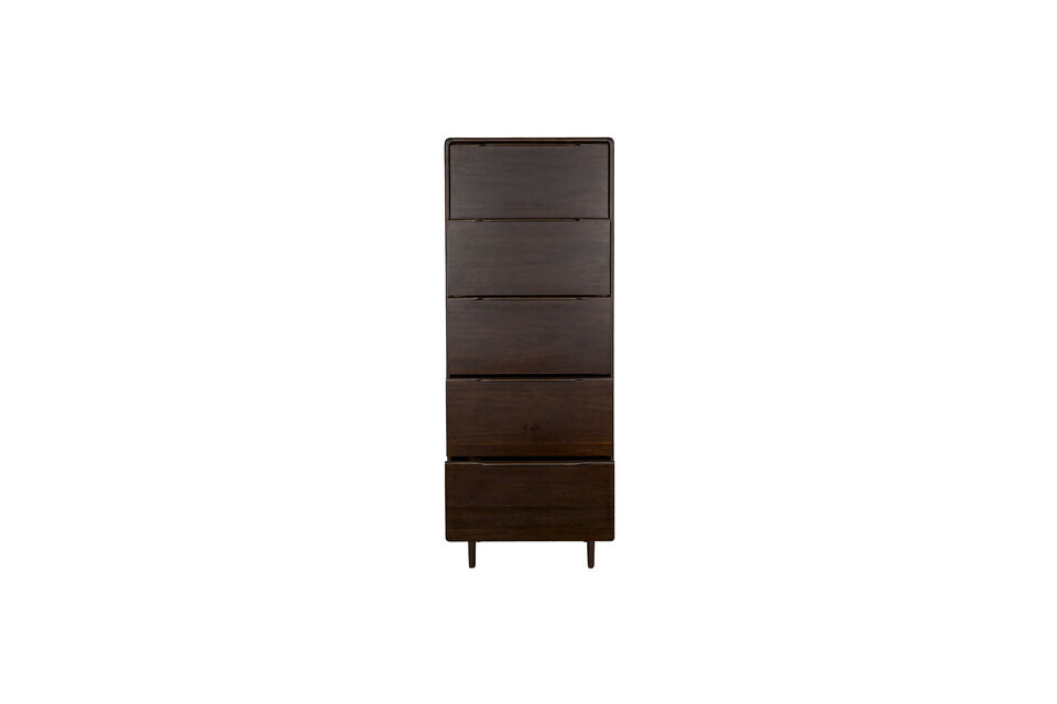 5-drawer chest in brown acacia veneer Elroy DutchBone