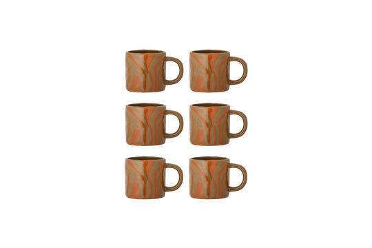 6er-Set Tassen D7,5xH8 cm aus orangem Steingut Ninka ohne jede Grenze