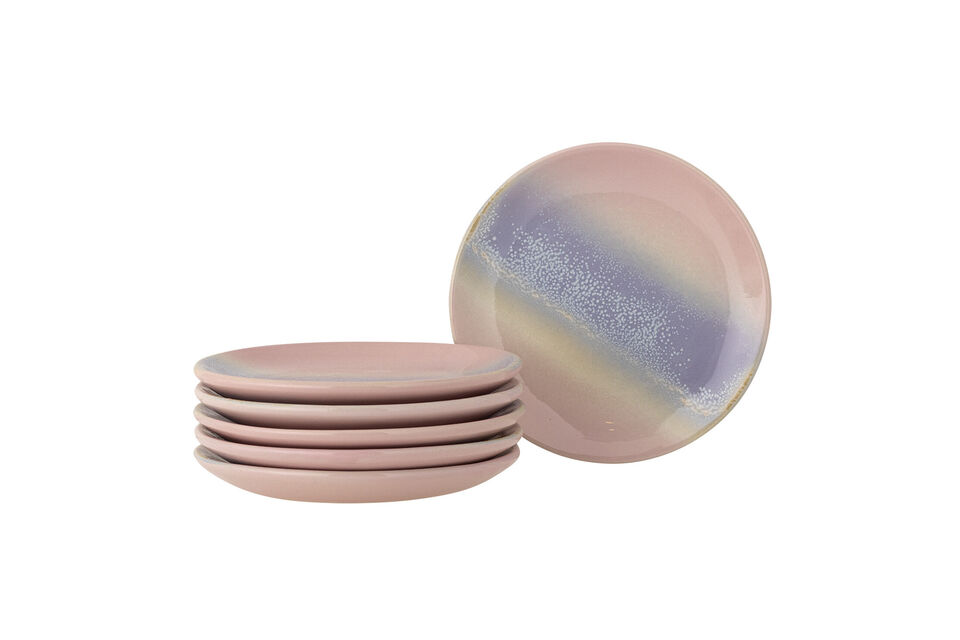 6er-Set Teller Ø15 cm aus Steingut in Rosa Safie Bloomingville