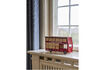 Miniatuur Adventskalender met licht 37x21x11,5 cm van rood multiplex Edward 3