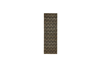Alfombra 260 x 83 cm Algodón y Yute Natural y Negro HDMonta