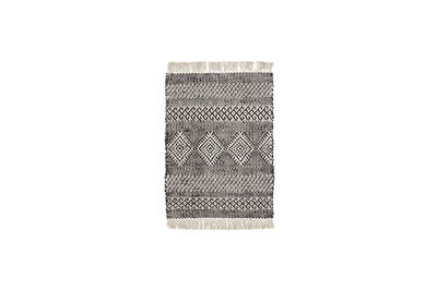 Alfombra 90x60 cm Yute y Algodón Negro y Natural Ethnic