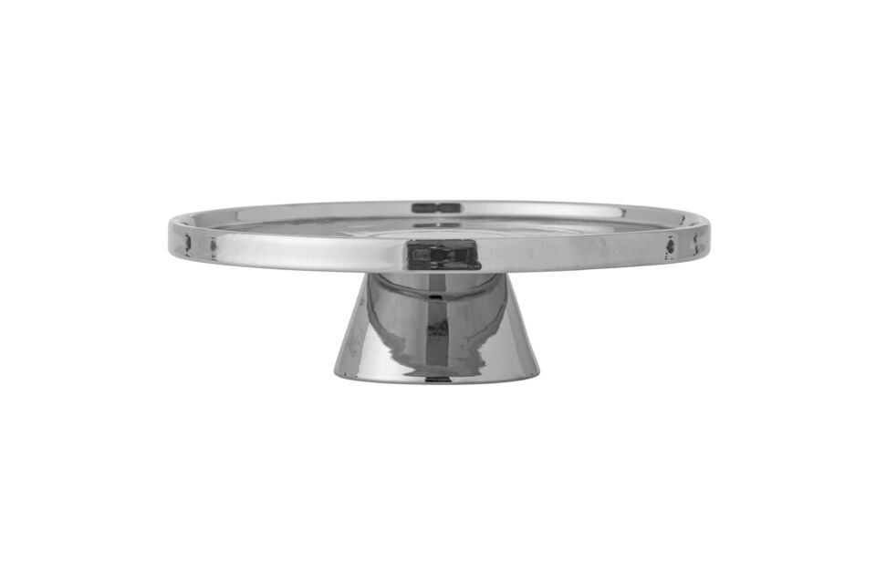 Alzata per dolci D26 cm in gres argentato Shine - 3