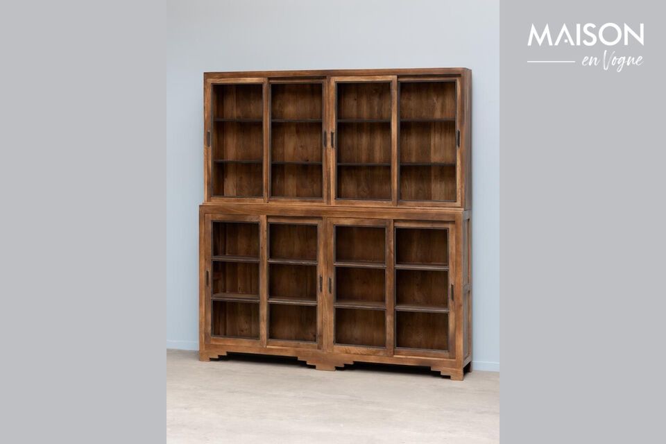 The dark brown color of the wood enriches the ambience of any room