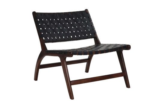 Aosta stoel van zwart leer en hout