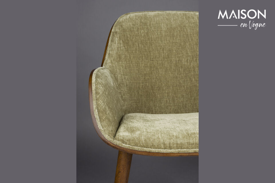 Seat made from curved wood with a walnut finish