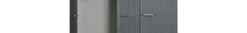 Mise en avant matière Armoire 3 portes en bois gris foncé Dennis