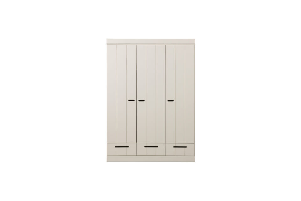 L\'armoire à 3 portes avec 3 tiroirs pratiques est dotée de solides glissières en métal