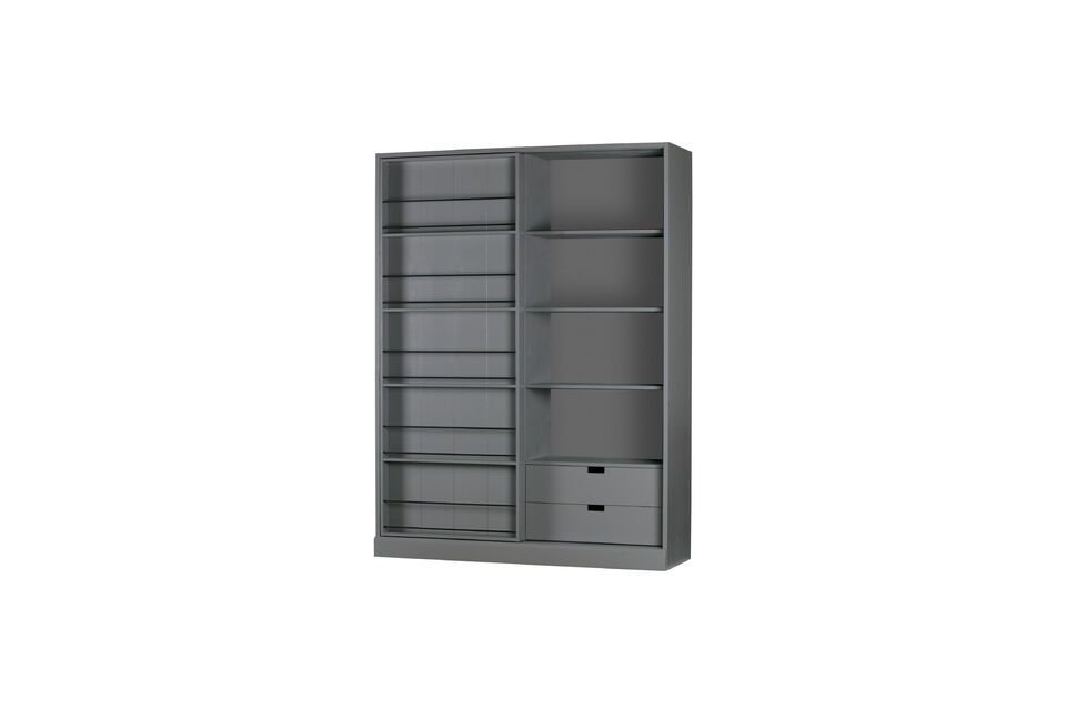 Armoire avec porte coulissante en bois gris foncé Swing - 6