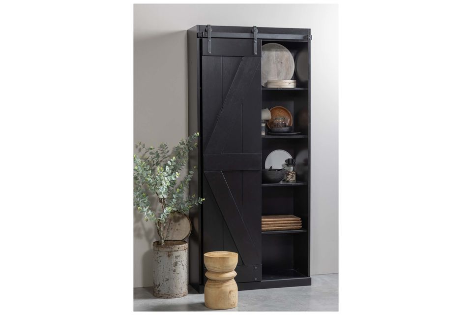 Armoire à porte coulissante en bois noir Harris