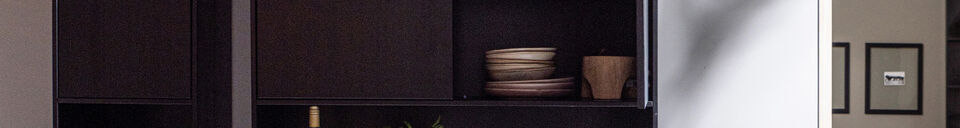 Mise en avant matière Armoire de rangement 40 cm Pin Noir profond FINCA