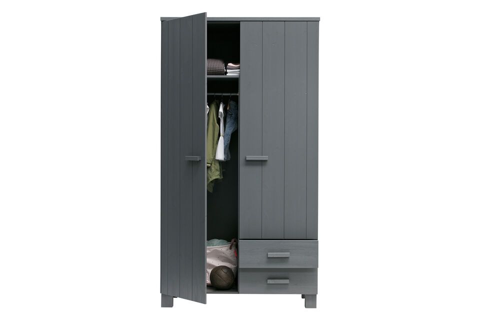 Armoire en bois anthracite Dennis, élégant et robuste