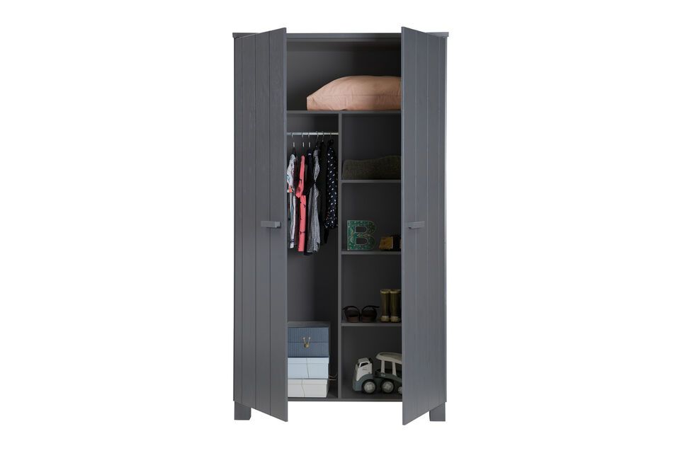 Armoire en bois anthracite Dennis, robuste et moderne