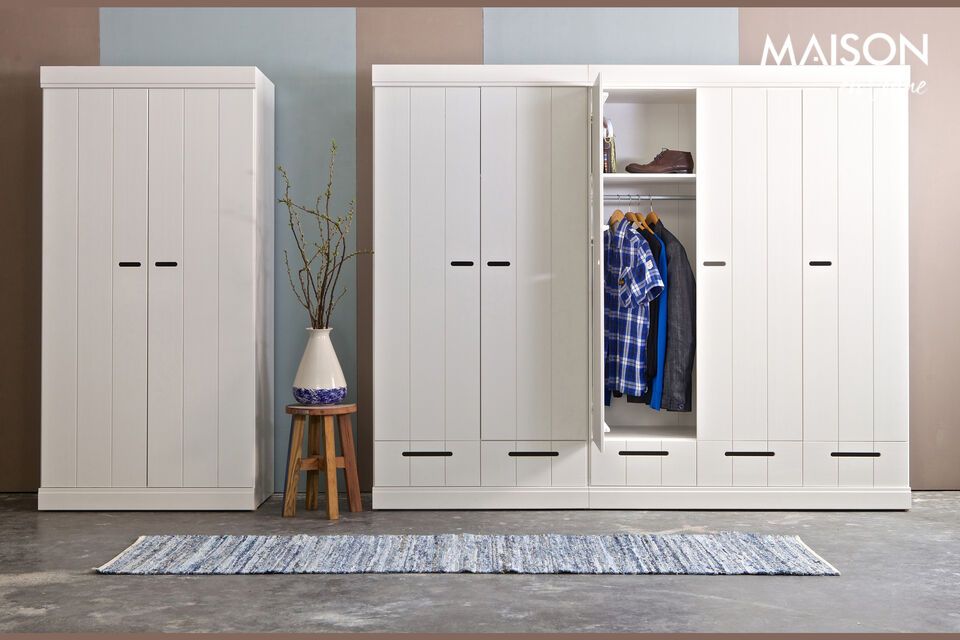 Armoire Connect, pin blanc, pratique et polyvalente