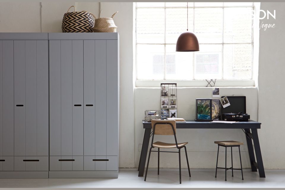 Armoire en bois gris Connect, moderne et pratique